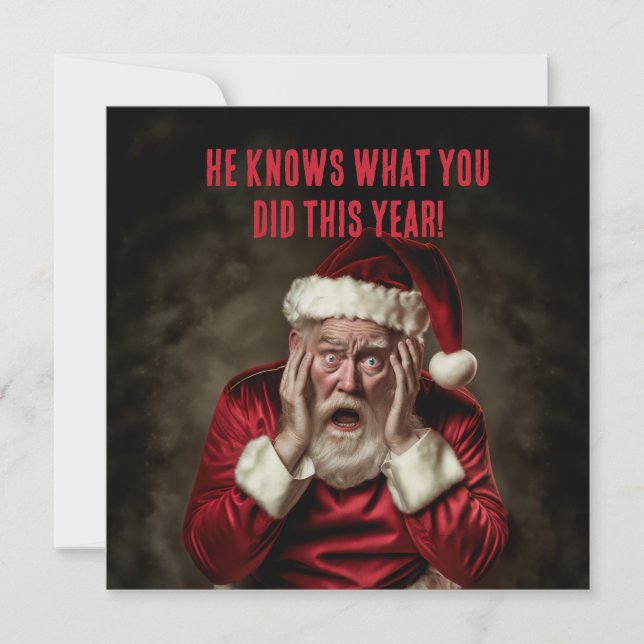 Tarjeta Festiva Santa sabe lo que hiciste este año Navidades diver (Anverso)