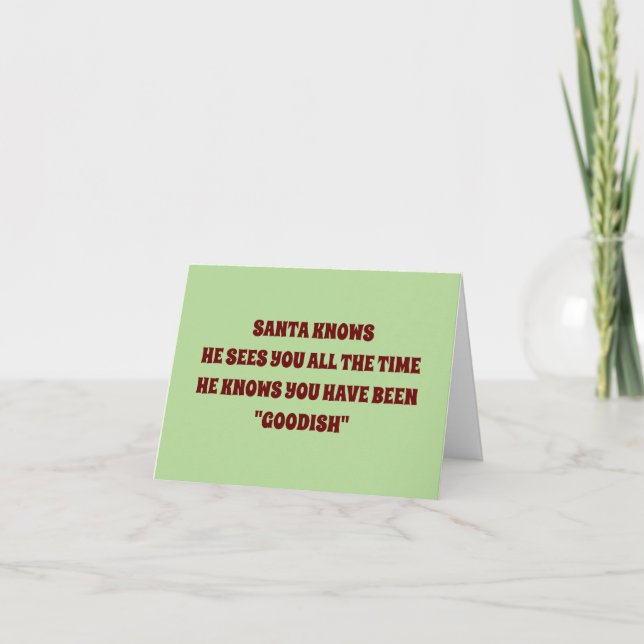 TARJETA FESTIVA SANTA SABE QUE ERES NAVIDADES *BUENOS* (Anverso)