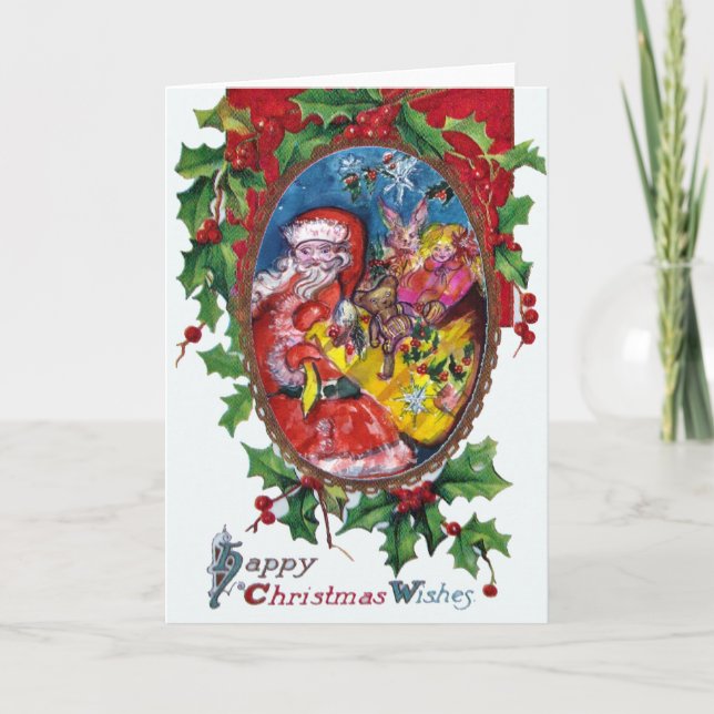 TARJETA FESTIVA SANTA, SACK DE REGALOS, NAVIDADES DE TOYS HOLLYBER (Anverso)