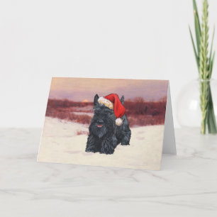Tarjeta Festiva Santa Scottie juguetón en la nieve