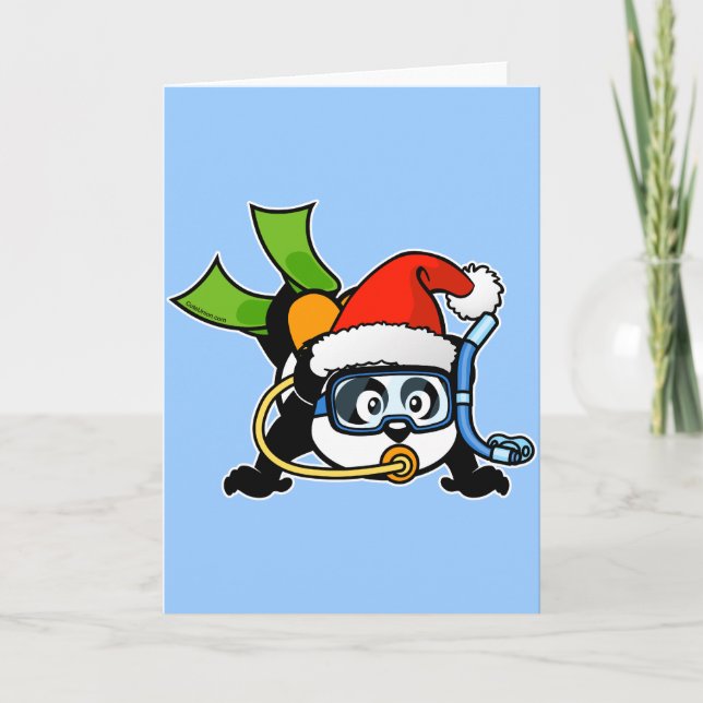 Tarjeta Festiva Santa Scuba Panda (Anverso)