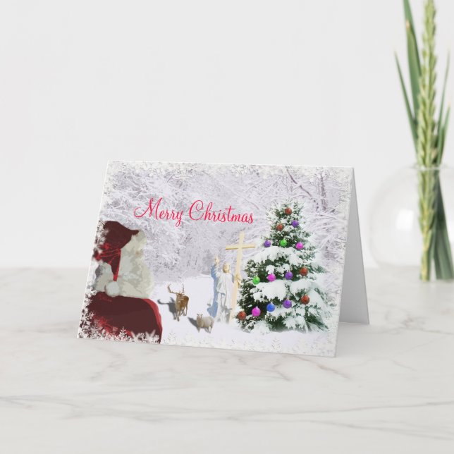 Tarjeta Festiva Santa se encuentra con Jesús (Anverso)