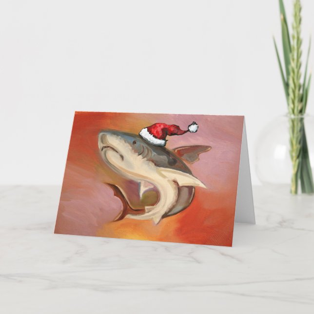 Tarjeta Festiva Santa Shark (Anverso)