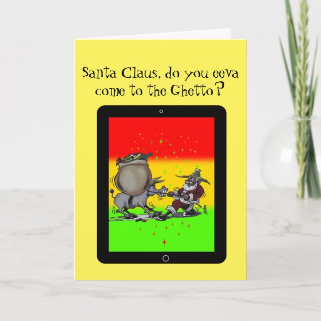 Tarjeta Festiva Santa sin reno (Anverso)