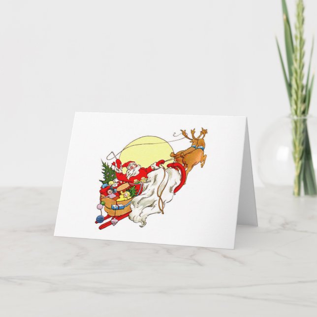Tarjeta Festiva Santa Sleigh (Anverso)
