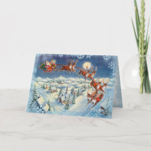 Tarjeta Festiva SANTA, SLEIGH & REINDEPENDE de SHARON SHARPE