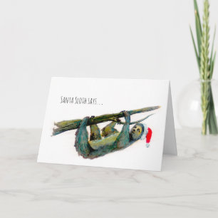 Tarjeta Festiva Santa Sloth: ¡Feliz Navidades Belados!