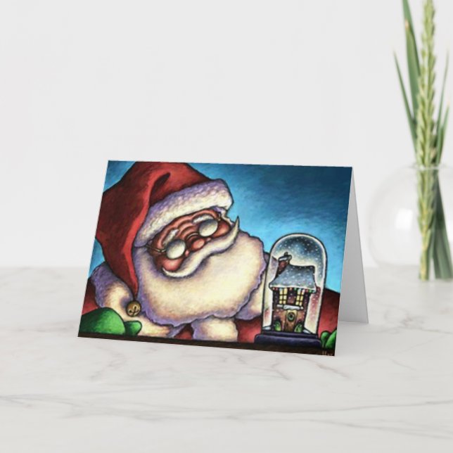 Tarjeta Festiva santa_sno_globe (Anverso)