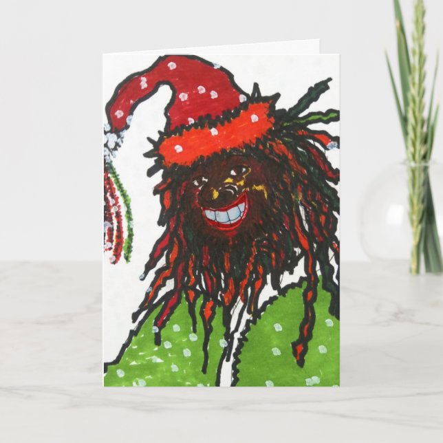 Tarjeta Festiva Santa sonriente (Anverso)
