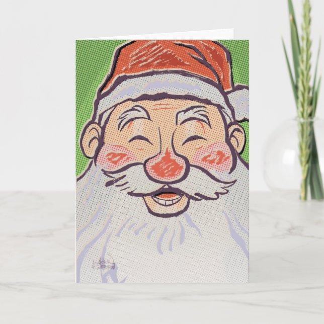 Tarjeta Festiva Santa sonriente (Anverso)