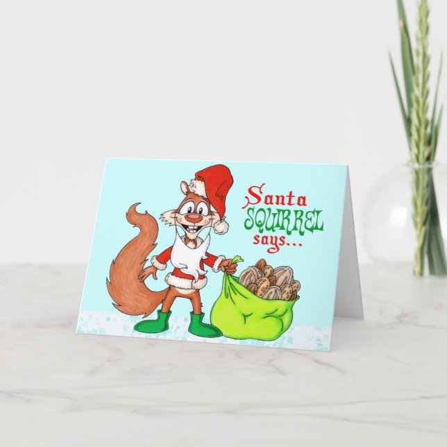 Tarjeta Festiva Santa Squirrel (Anverso)