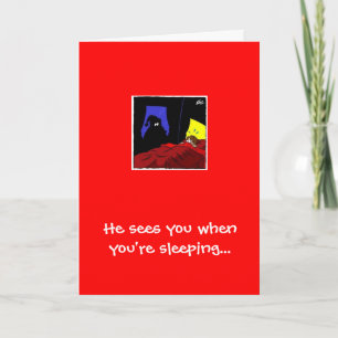 Tarjeta Festiva Santa, te ve cuando estás durmiendo...
