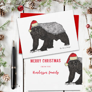 Tarjeta Festiva Santa tejón miel divertido badass ironía