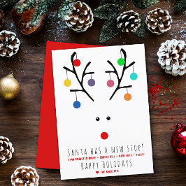 Tarjeta Festiva ¡Santa Tiene Una Nueva Parada! Festividad moderna 