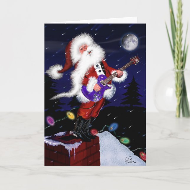 Tarjeta Festiva Santa toca la guitarra (Anverso)