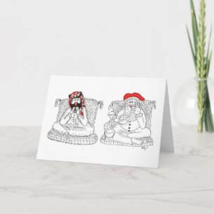 Tarjeta Festiva Santa trata de la tubería de Hookah Bubbly