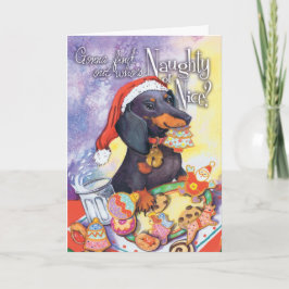 Tarjeta Festiva Santa travieso Doxie