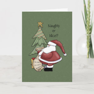 Tarjeta Festiva Santa - ¿Travieso o Bueno?