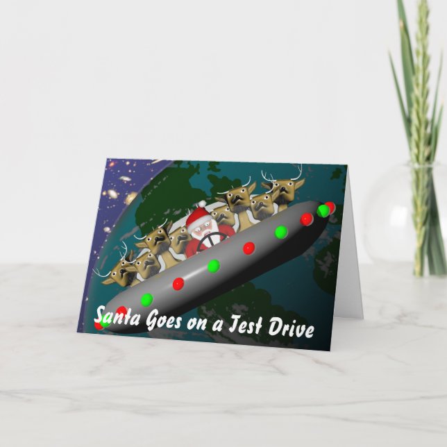 Tarjeta Festiva Santa va en una prueba de conducción (Anverso)
