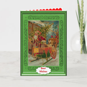 Tarjeta Festiva Santa verde