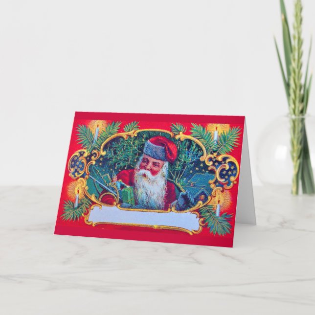 TARJETA FESTIVA SANTA VINTAGE (Anverso)