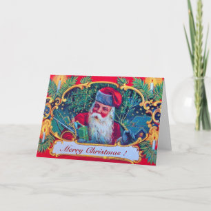 TARJETA FESTIVA SANTA VINTAGE