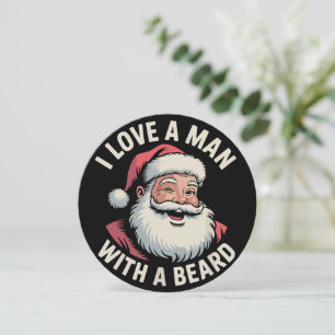 Tarjeta Festiva Santa Vintage Retro Me Encanta Un Hombre Con Barba