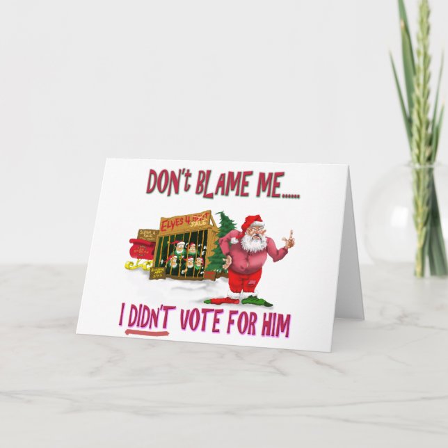 Tarjeta Festiva Santa w/Elves para el alquiler/el chiste político (Anverso)