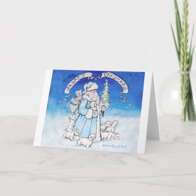 Tarjeta Festiva Santa Westies (Anverso)