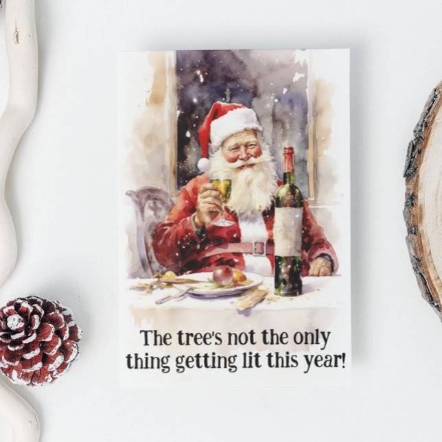 Tarjeta Festiva Santa Wine Lover Funny (Subido por el creador)