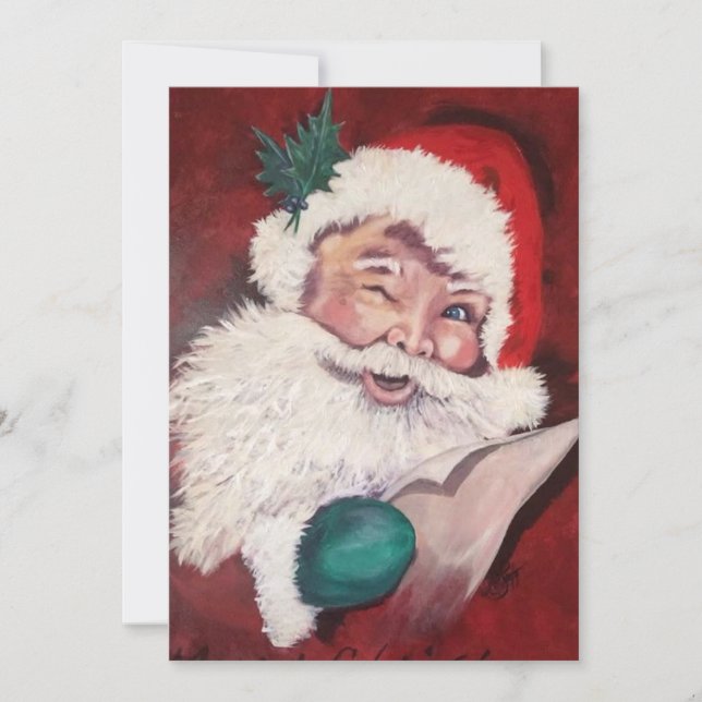 Tarjeta Festiva Santa Winking (Anverso)