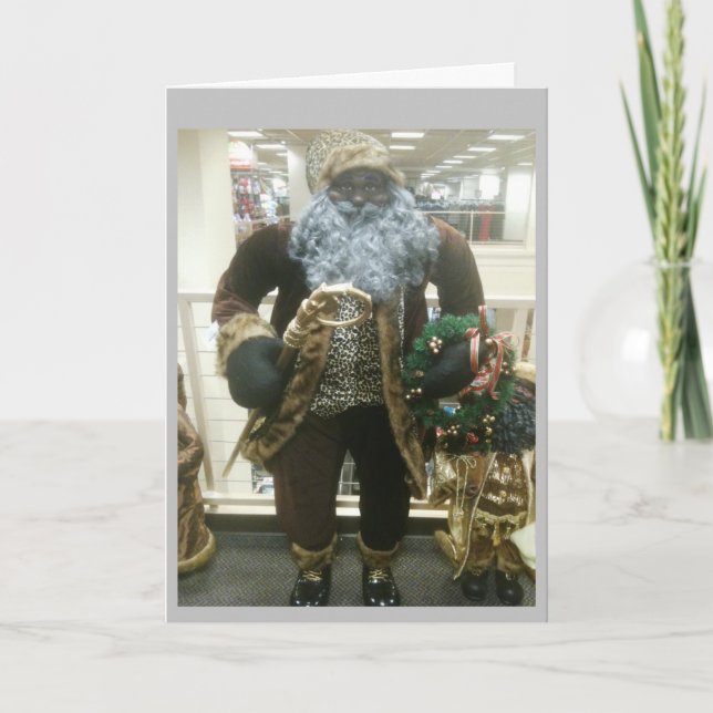 TARJETA FESTIVA SANTA WISHES, AMERICANA AFRICANA (Anverso)