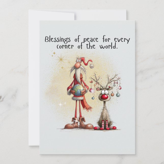Tarjeta Festiva Santa with rein deer Flat Holiday Card (Anverso)