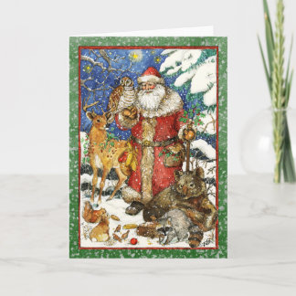 TARJETA FESTIVA SANTA Y AMIGOS ANIMALES