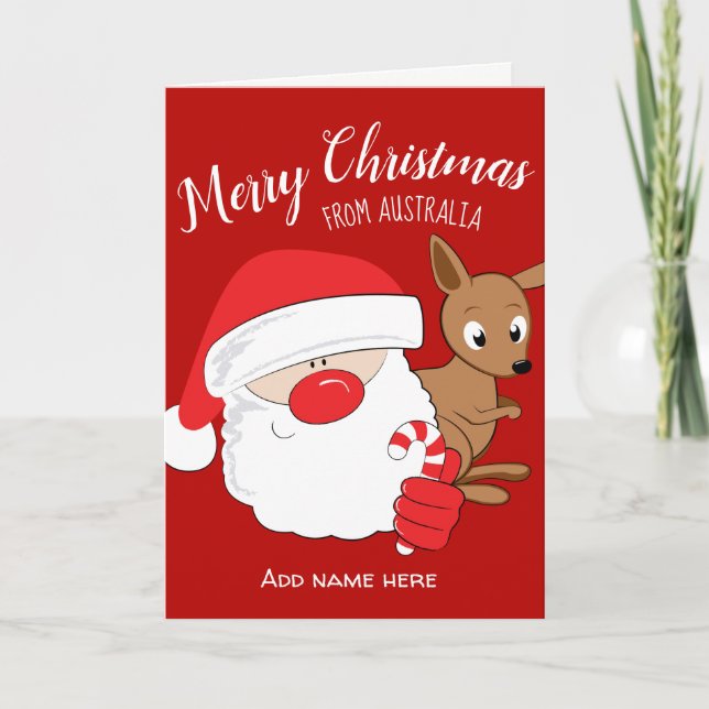 Tarjeta Festiva Santa y canguro (Anverso)