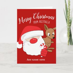 Tarjeta Festiva Santa y canguro