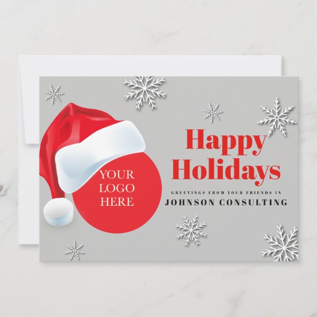 Tarjeta Festiva Santa y copos de nieve modernos | Saludos navideño (Anverso)