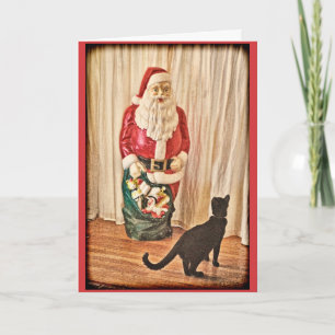 Tarjeta Festiva Santa y gatito