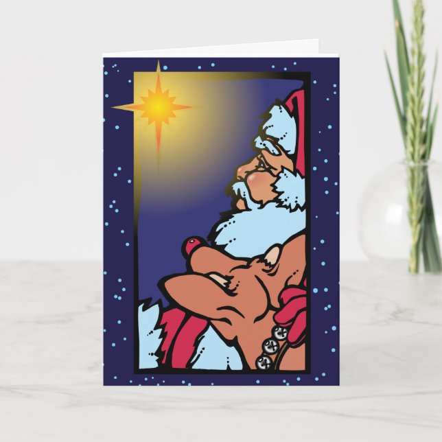 Tarjeta Festiva Santa y la estrella (Anverso)