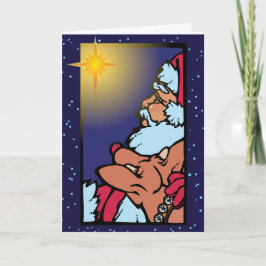 Tarjeta Festiva Santa y la estrella