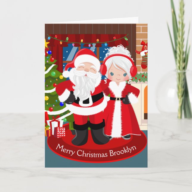 Tarjeta Festiva Santa y la Sra. Claus (Anverso)