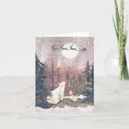 Tarjeta Festiva Santa y los osos polares