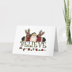 Tarjeta Festiva Santa y los renos creen