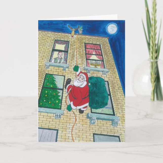 Tarjeta Festiva Santa y menorah (Anverso)