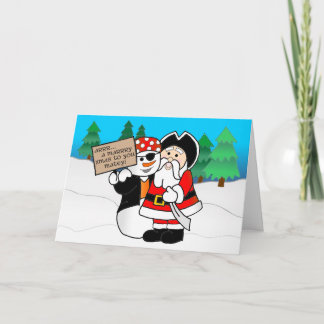 Tarjeta Festiva Santa y muñeco de nieve