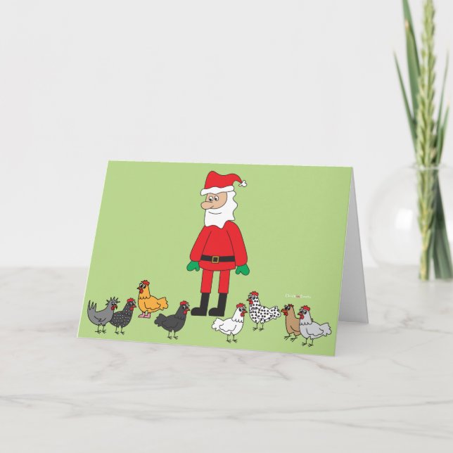 Tarjeta Festiva Santa y pollos (Anverso)
