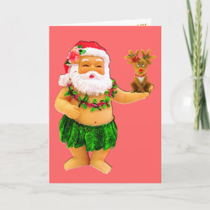 Tarjeta Festiva santa y reno