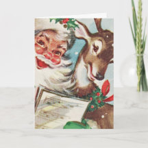 Santa y reno vintage