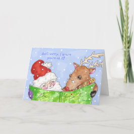 Tarjeta Festiva Santa y Rudolf con carta de lista