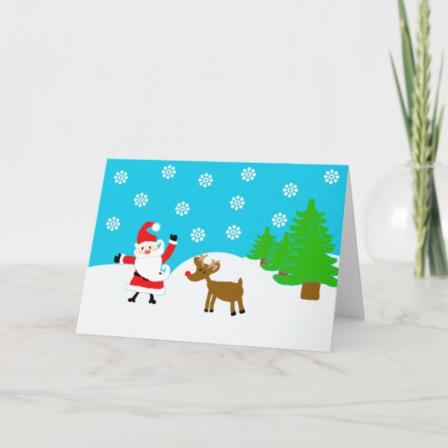 Tarjeta Festiva santa y rudolfo (Anverso)